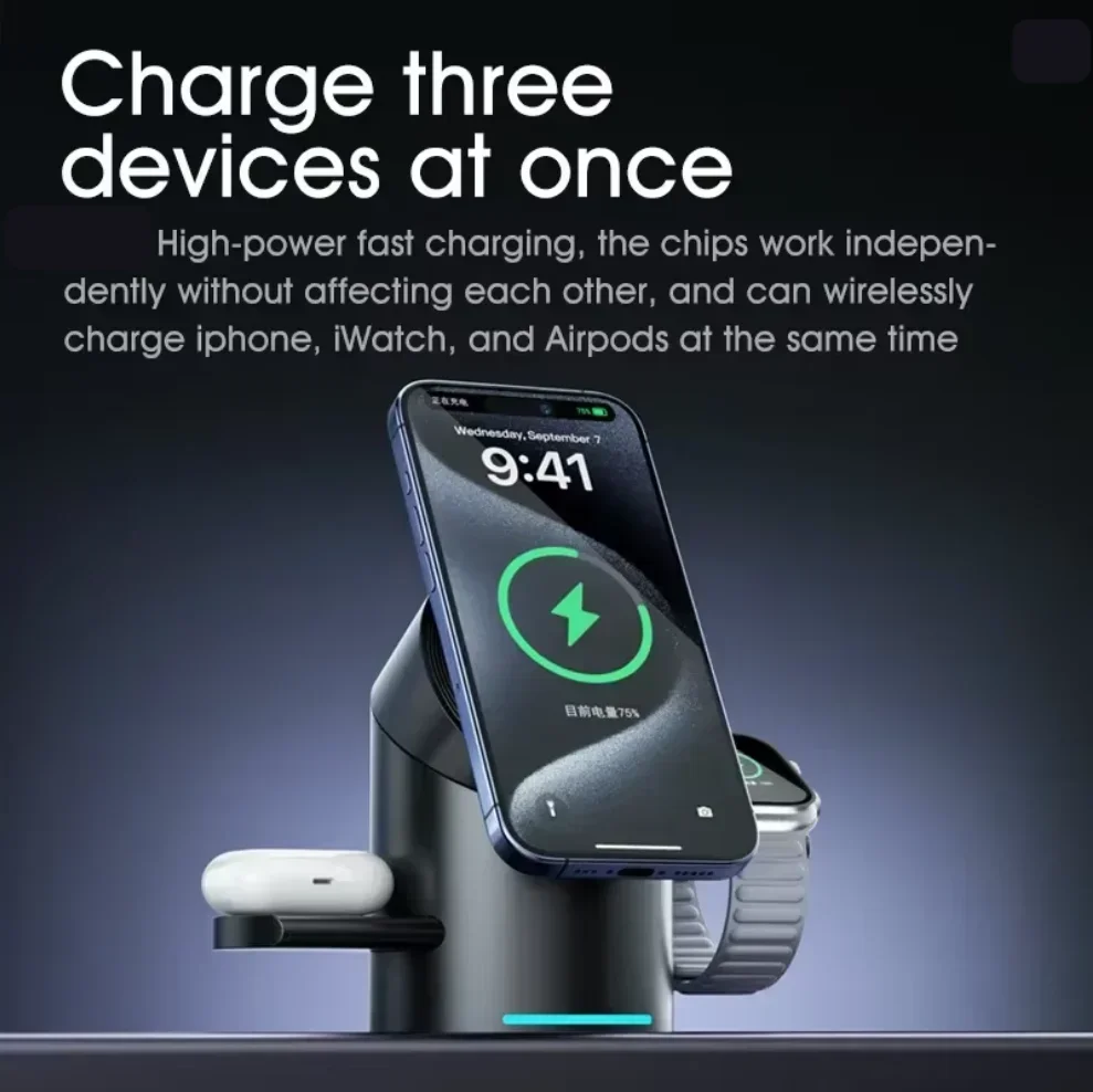 Smartwatch Touch - 2026년 업그레이드 터치 버튼 Qi2 3in1