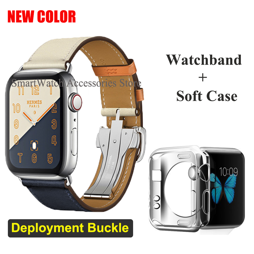 Smartwatch Accessories Shop - 가죽 싱글 투어 전개 버클 스트랩,