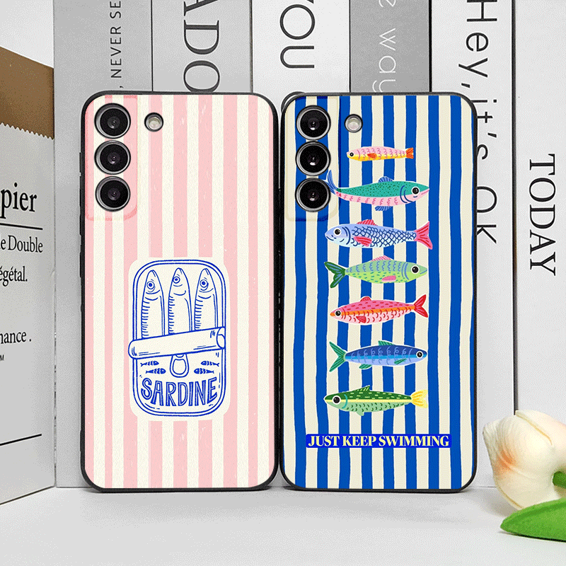 Oppo Reno 12 - 귀여운 스트라이프 무늬 정어리 색깔 물고기
